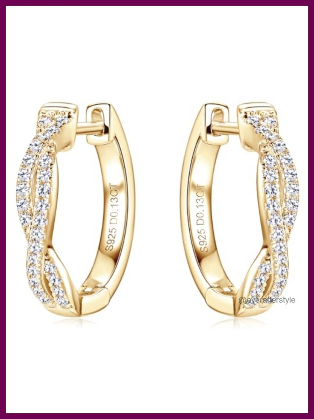 Twisted Infinity Moissanite Hoop Earrings 925 Sterling Silver